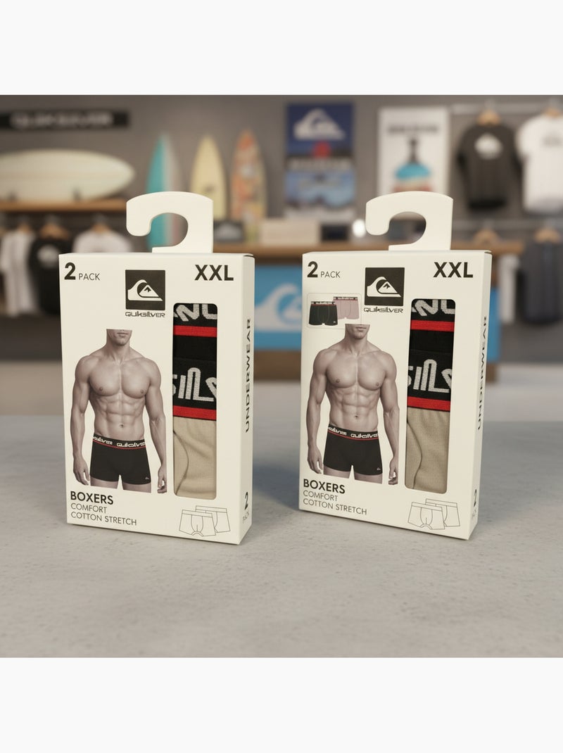 Quiksilver officiële licentie boxershorts heren set van 4 geschenkdoos Grijs Zwart - Kiabi