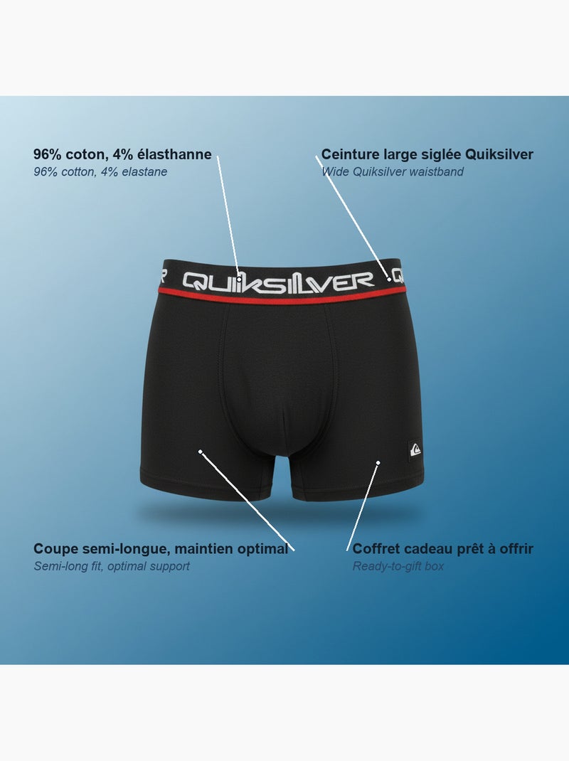 Quiksilver officiële licentie boxershorts heren set van 4 geschenkdoos Grijs Zwart - Kiabi