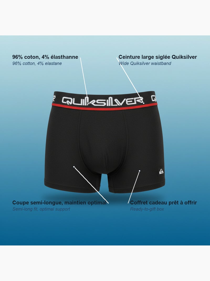Quiksilver officiële licentie boxershorts heren set van 4 geschenkdoos Kakigrijs Zwart - Kiabi