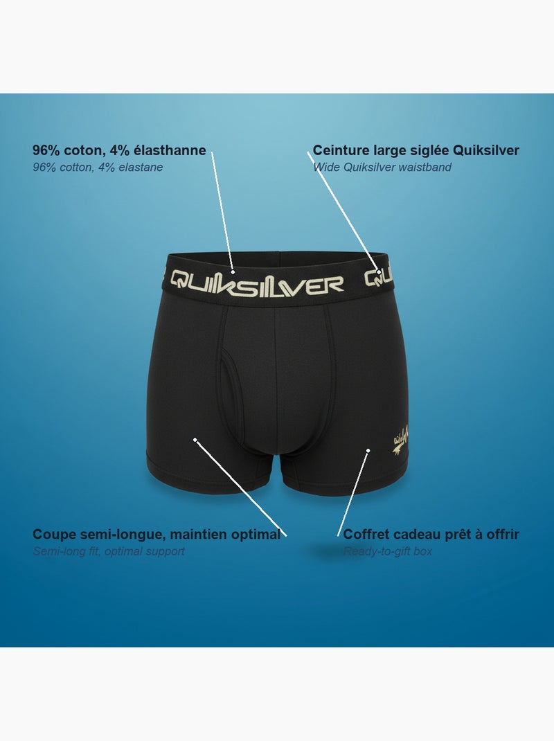 Quiksilver officiële licentie boxershorts heren set van 4 geschenkdoos Zwart Kaki - Kiabi