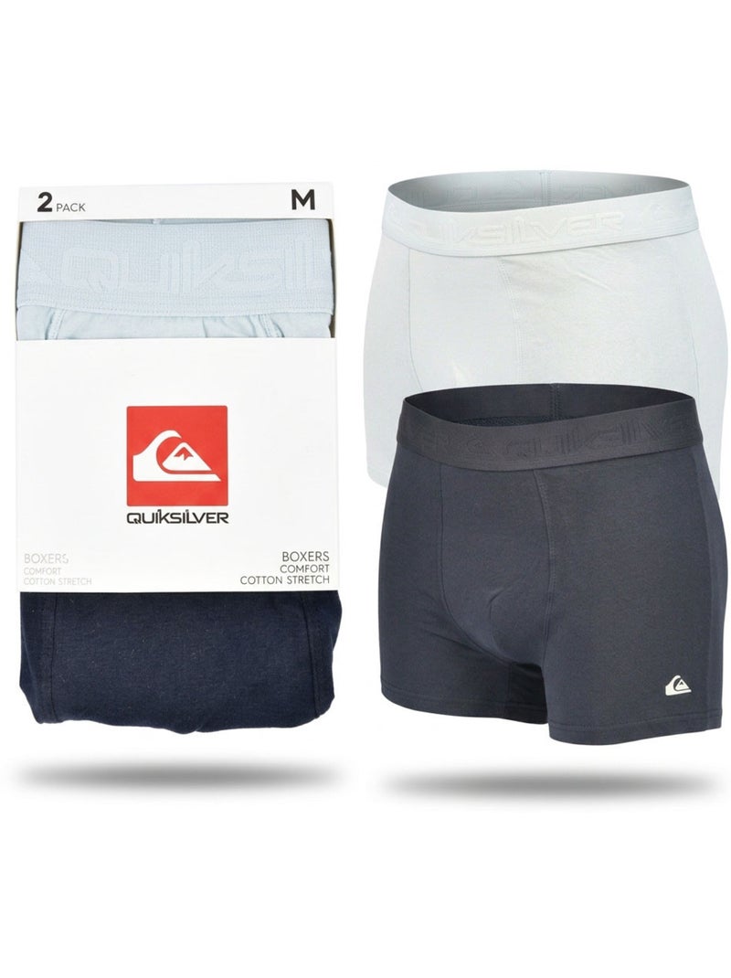 Quiksilver pack de 6 boxers homme coton stretch logo Noir Bleu ciel - Kiabi