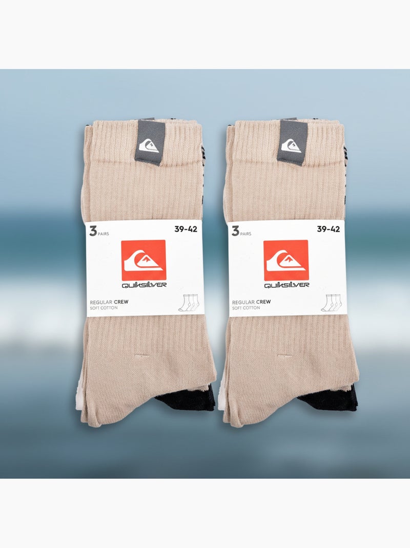 Quiksilver Pack de Chaussettes Homme Crew  Lot 6 Paires Regular Lifestyle Blanc Marron Noir - Kiabi
