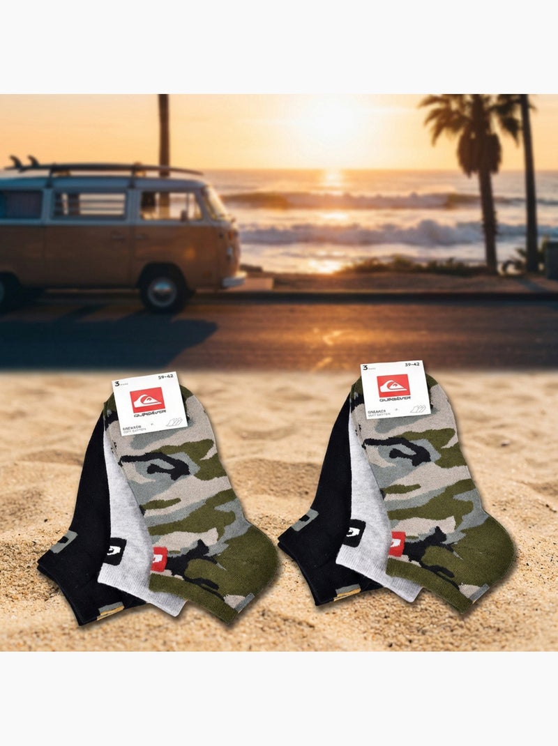 Quiksilver pack de chaussettes homme sneaker lot 6 paires sport Blanc / Noir / Vert - Kiabi
