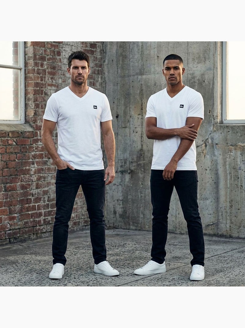 Quiksilver Set van 2 heren T-shirts 100% katoen, ronde hals of V-hals Wit Beige - Kiabi