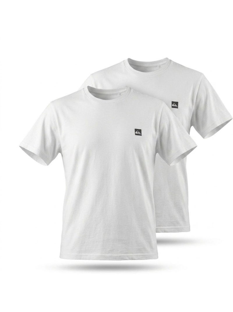 Quiksilver Set van 2 heren T-shirts 100% katoen, ronde hals of V-hals Wit - Kiabi