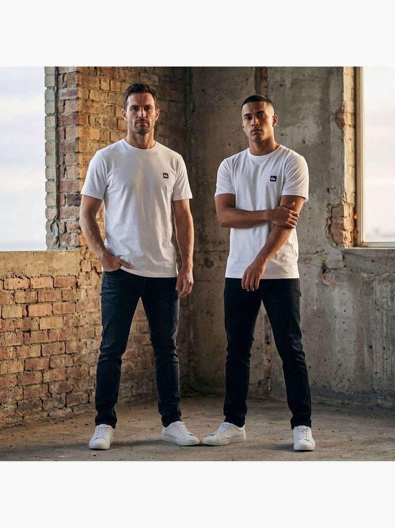 Quiksilver Set van 2 heren T-shirts 100% katoen, ronde hals of V-hals Wit - Kiabi