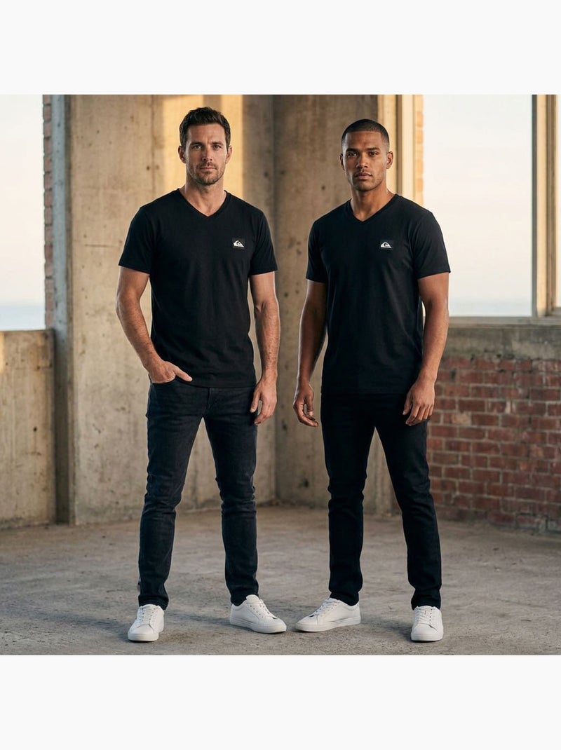 Quiksilver Set van 2 heren T-shirts 100% katoen, ronde hals of V-hals Zwart Zwart - Kiabi