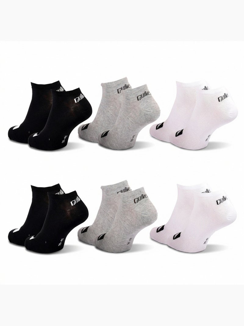 Quiksilver set van 6 paar herensokken sneaker sport Grijs Zwart Wit - Kiabi