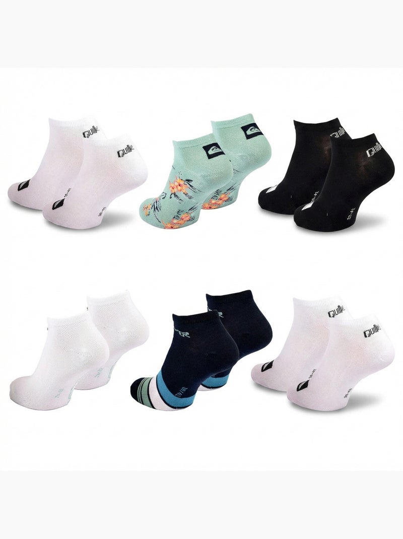 Quiksilver set van 6 paar herensokken sneaker sport Lagonblauw - Kiabi