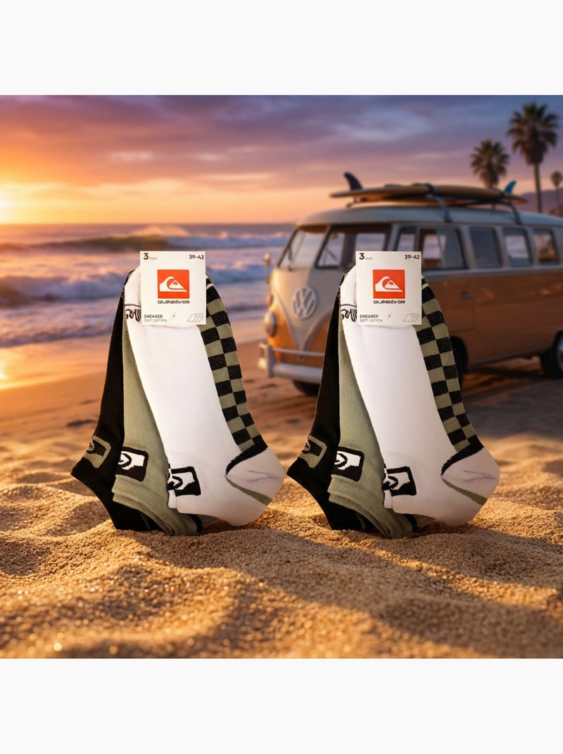 Quiksilver set van 6 paar herensokken sneaker sport Wit Groen - Kiabi
