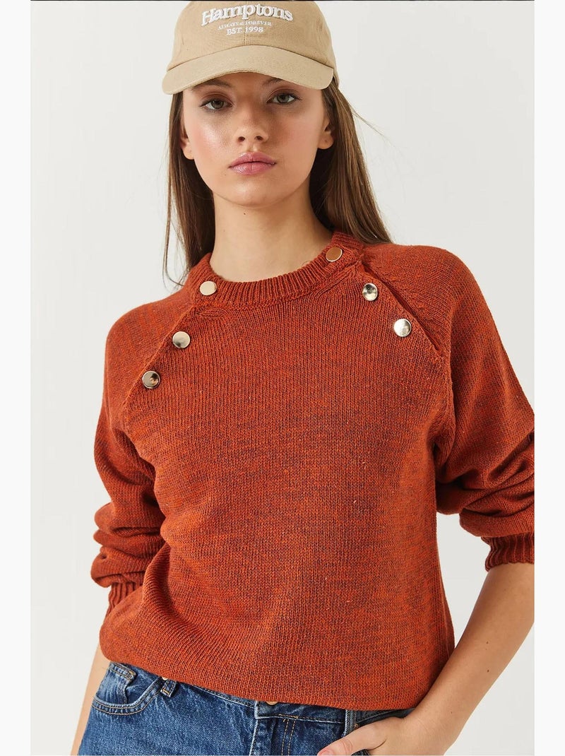 Raglan gebreide trui lucci Baksteenrood - Kiabi