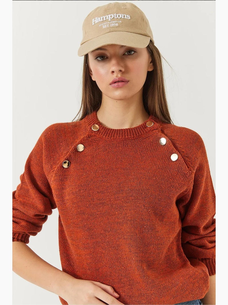Raglan gebreide trui lucci Baksteenrood - Kiabi