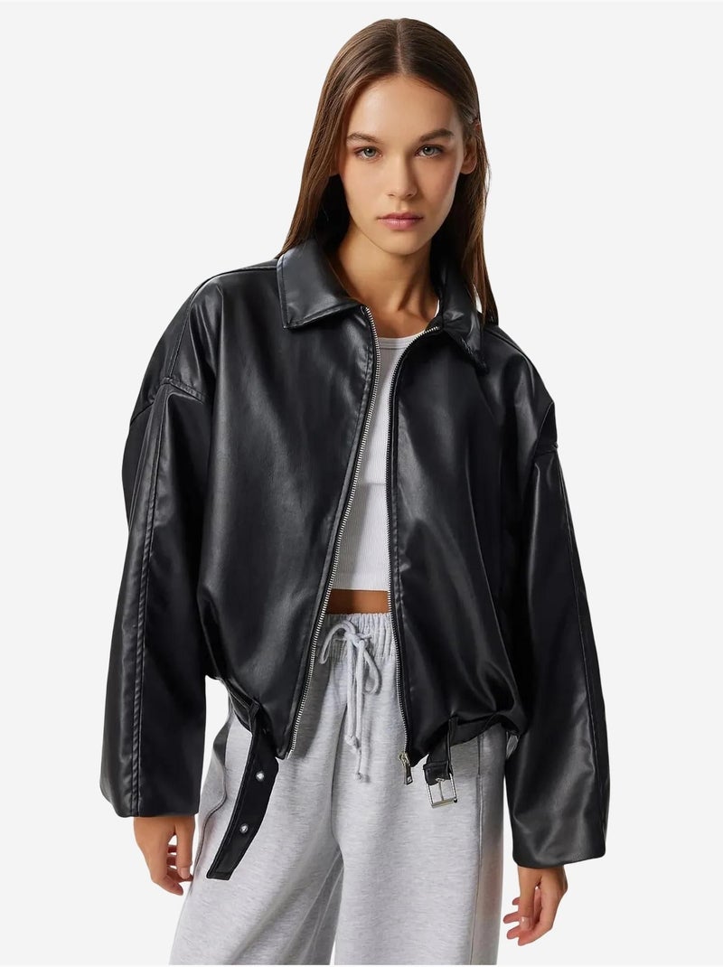 Ravissant blouson aviateur en similicuir istanbul Noir - Kiabi