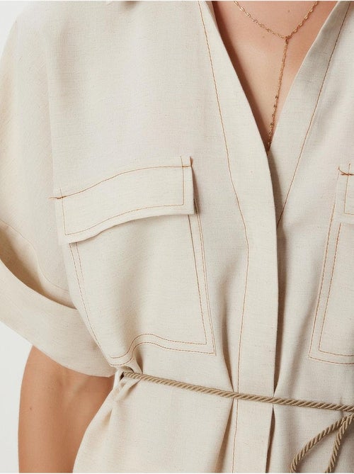 Ravissante chemise ample à cordon de serrage avec détails de bordure istanbul - Kiabi Ravissante chemise ample à cordon de serrage avec détails de bordure istanbul - Kiabi
