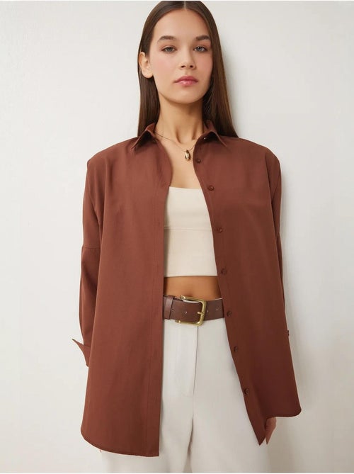 Ravissante chemise oversize en popeline à manches longues istanbul - Kiabi