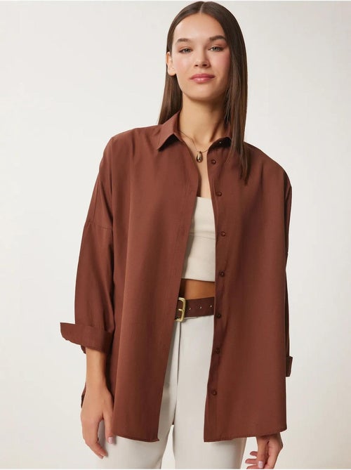 Ravissante chemise oversize en popeline à manches longues istanbul - Kiabi