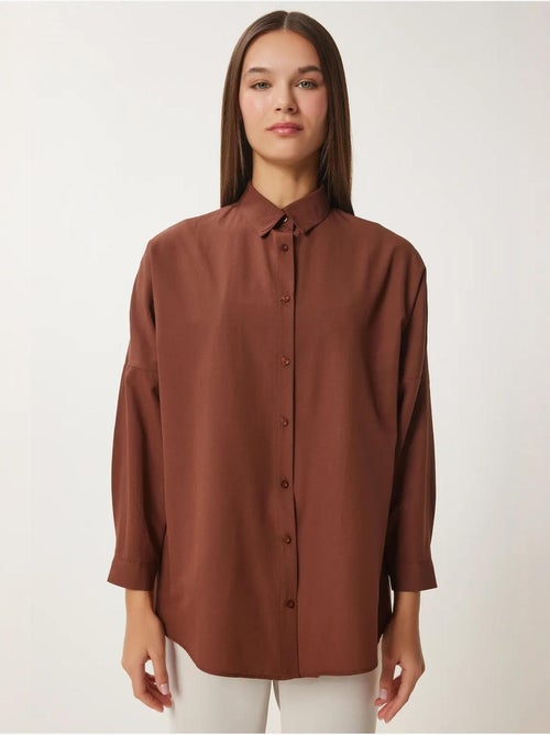 Ravissante chemise oversize en popeline à manches longues istanbul - Kiabi