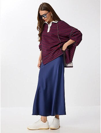 Ravissante jupe longue en satin taille haute istanbul