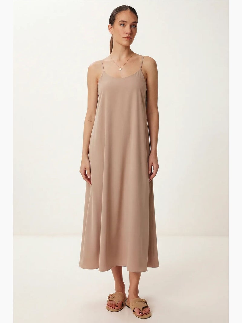 Ravissante robe longue sans manches à col en u istanbul Beige argile - Kiabi