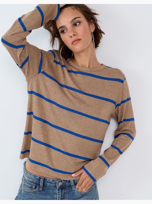 Rayures de t-shirt à manches longues, mo fashion - Kiabi Rayures de t-shirt à manches longues, mo fashion - Kiabi