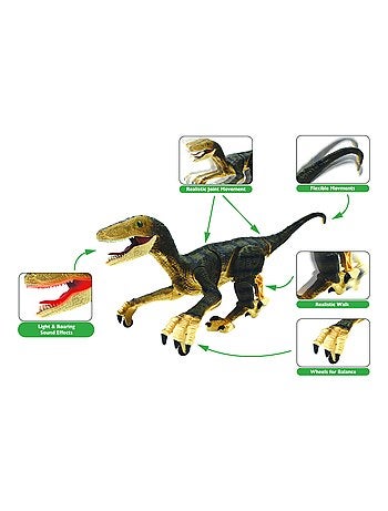 Rc velociraptor dinosaurus op afstandsbediening met realistische geluidseffecten