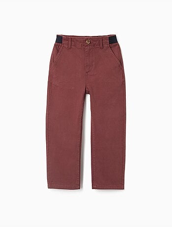 Recht model twill chino broek met elastische band