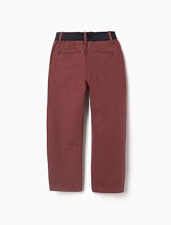 Recht model twill chino broek met elastische band