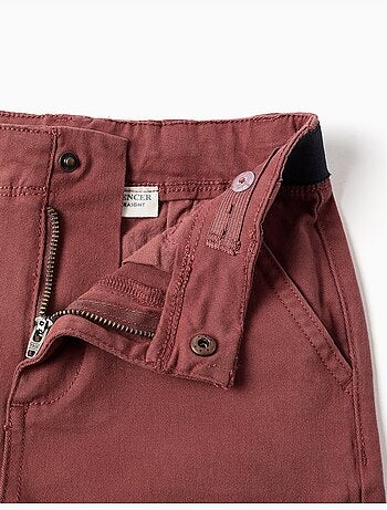 Recht model twill chino broek met elastische band