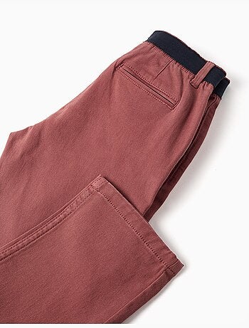 Recht model twill chino broek met elastische band
