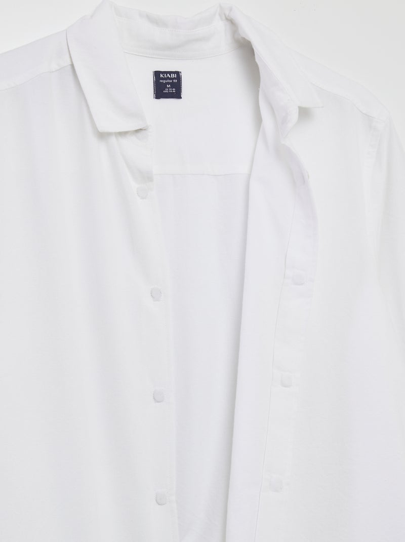 Recht overhemd - collectie makkelijk aan te trekken wit - Kiabi