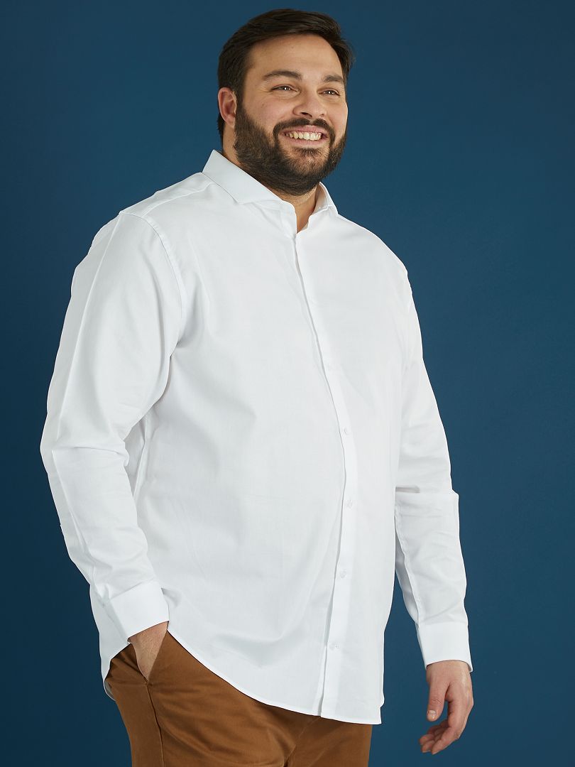 Recht overhemd van piquékatoen wit - Kiabi