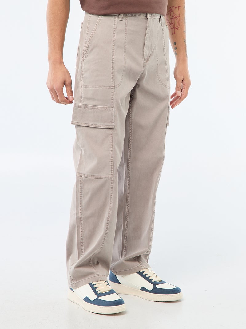 Recht / regular-fit effen broek met zakken Grijs - Kiabi