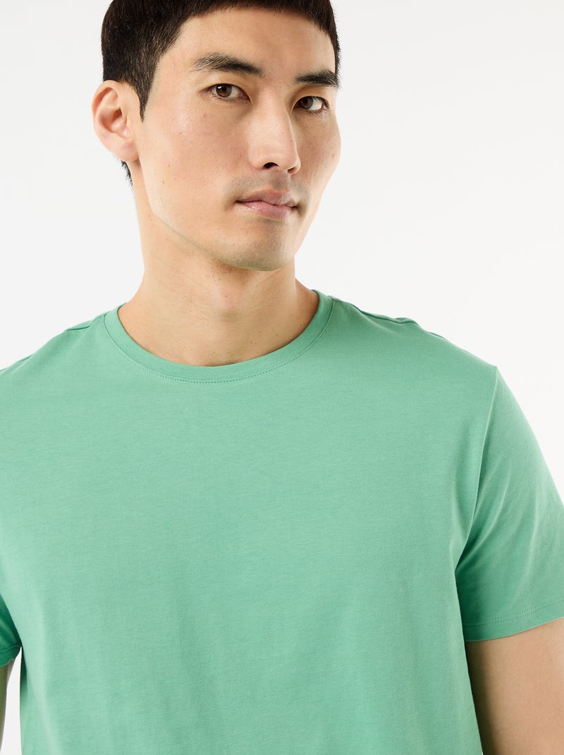 Recht T-shirt van effen jersey Groen - Kiabi