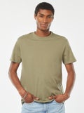 Recht T-shirt van effen jersey groen - Kiabi