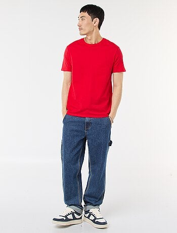 Recht T-shirt van effen jersey