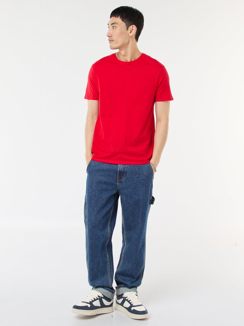 Recht T-shirt van effen jersey Rood - Kiabi