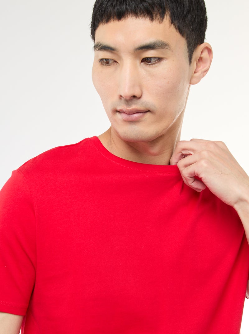 Recht T-shirt van effen jersey Rood - Kiabi
