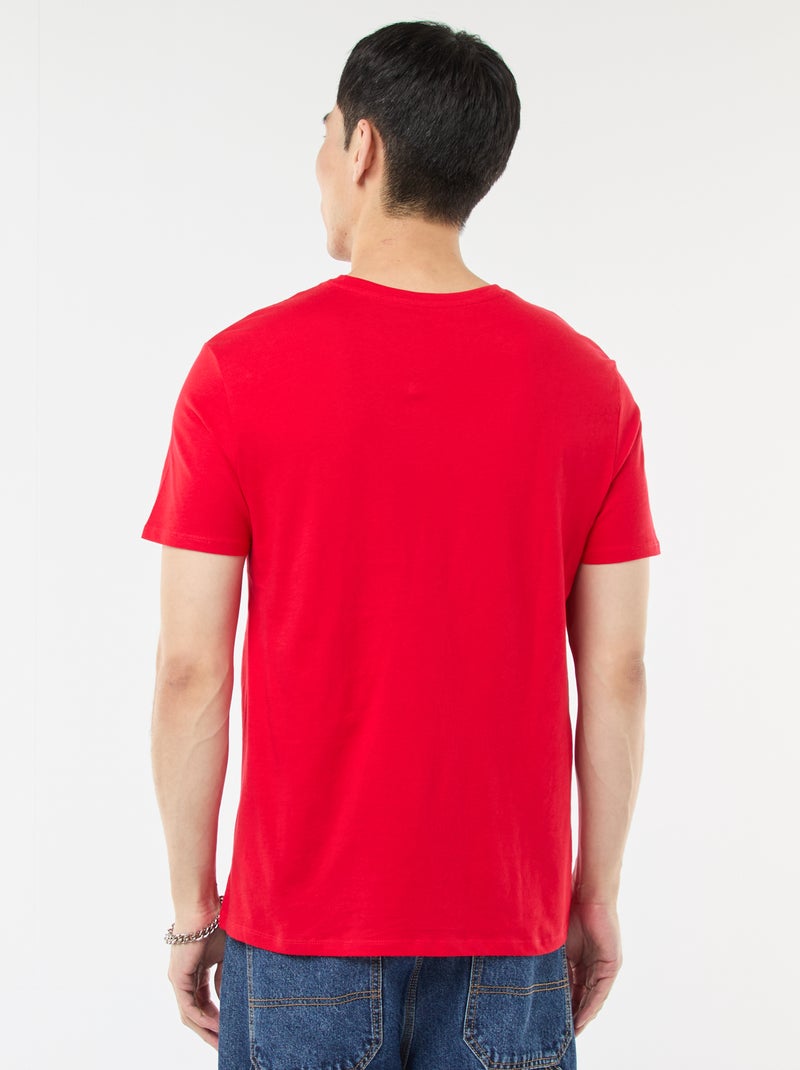 Recht T-shirt van effen jersey Rood - Kiabi