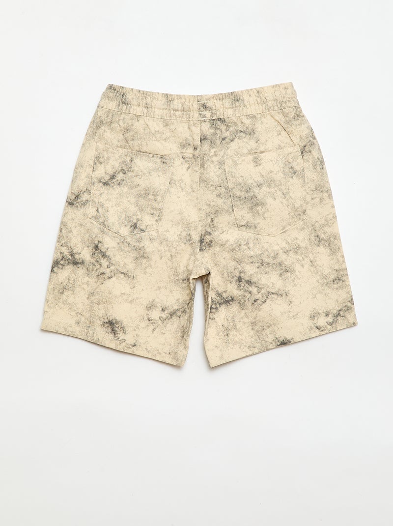 Rechte bermuda met elastische taille Biege - Kiabi