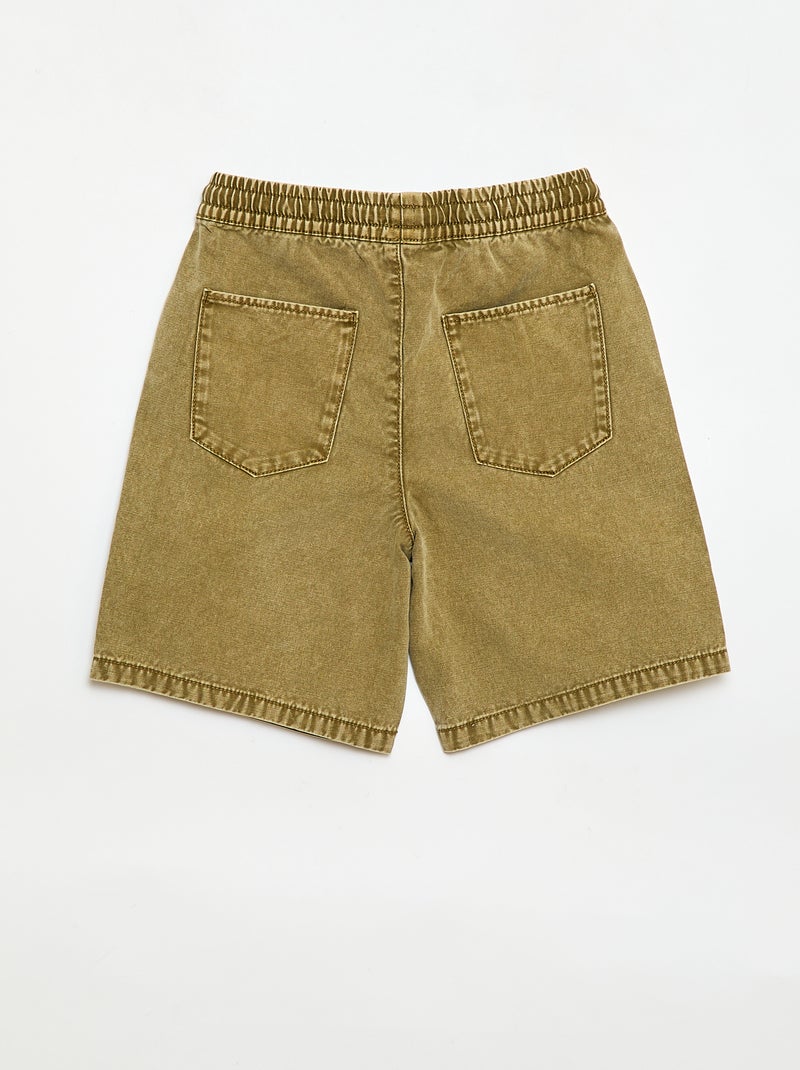 Rechte bermuda met elastische taille Kaki - Kiabi