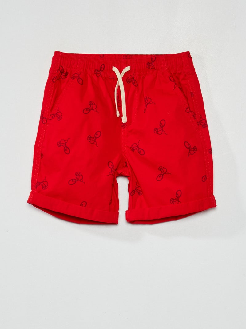 Rechte bermuda met print ROOD - Kiabi