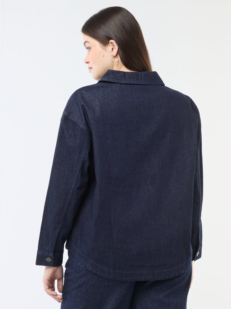 Rechte blouse van denim Blauw - Kiabi