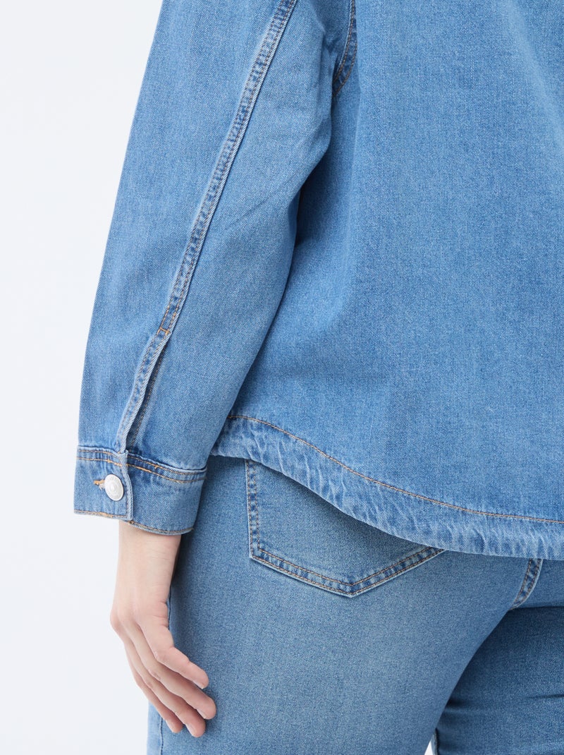 Rechte blouse van denim Blauw - Kiabi
