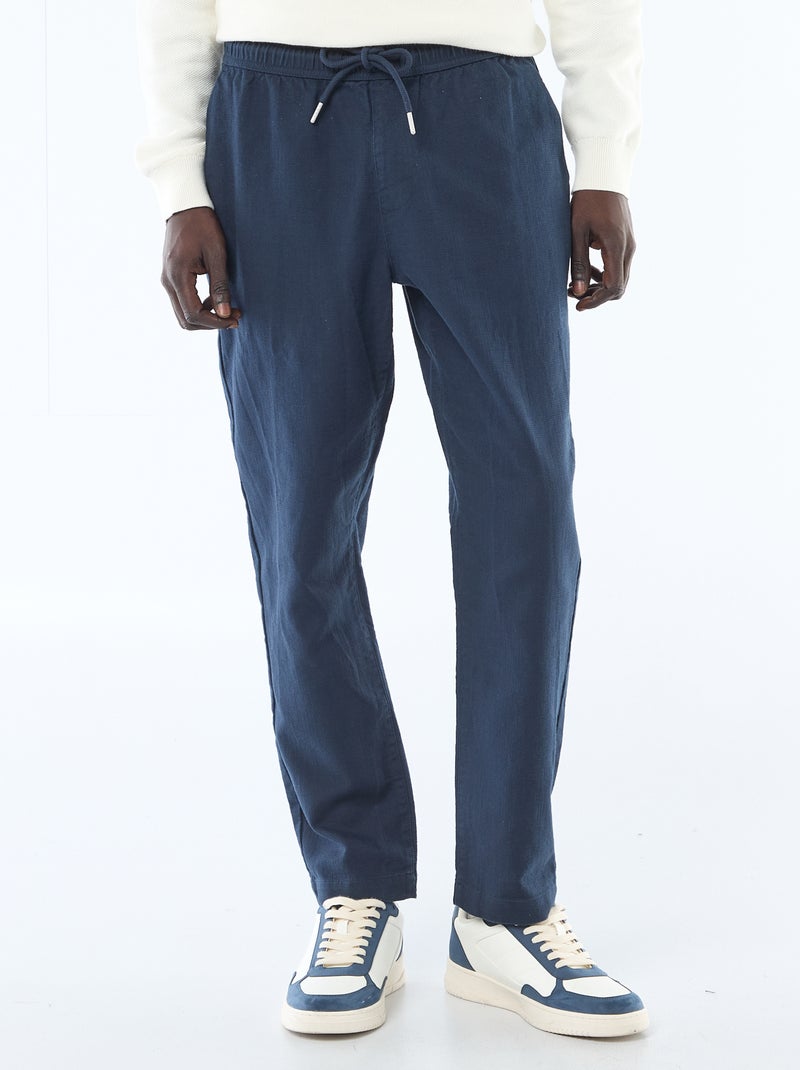 Rechte broek met elastische taille Blauw - Kiabi