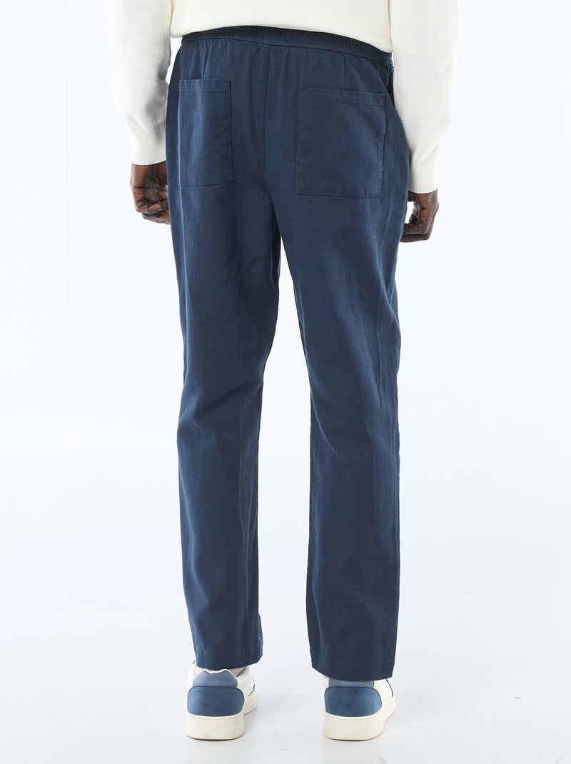 Rechte broek met elastische taille Blauw - Kiabi