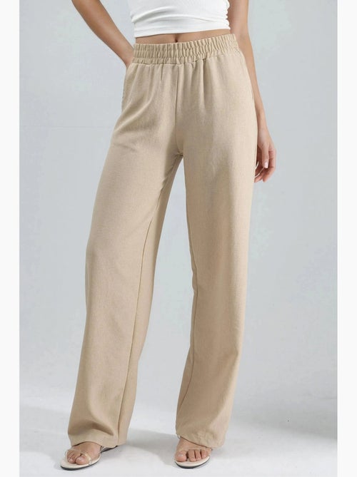 Rechte broek met elastische taille hiccup - Kiabi Rechte broek met elastische taille hiccup - Kiabi