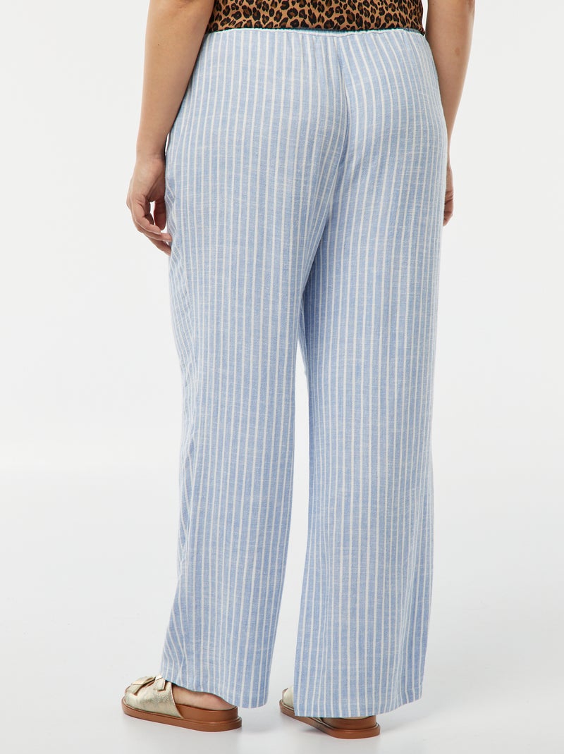 Rechte broek met elastische tailleband + aantrekkoordje BLAUW - Kiabi