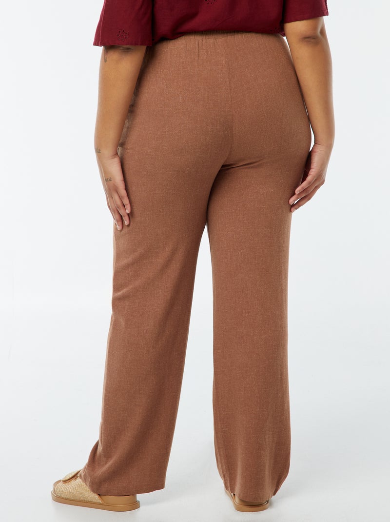 Rechte broek met elastische tailleband + aantrekkoordje Bruin - Kiabi