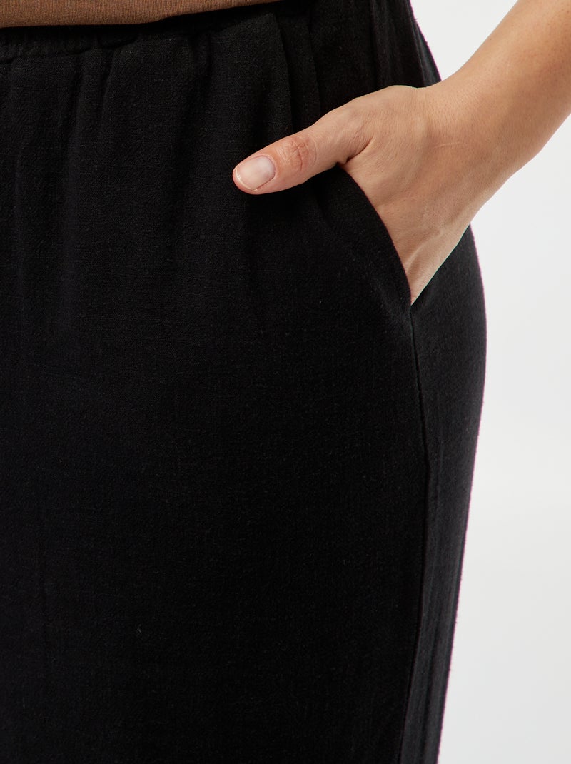 Rechte broek met elastische tailleband + aantrekkoordje zwart - Kiabi