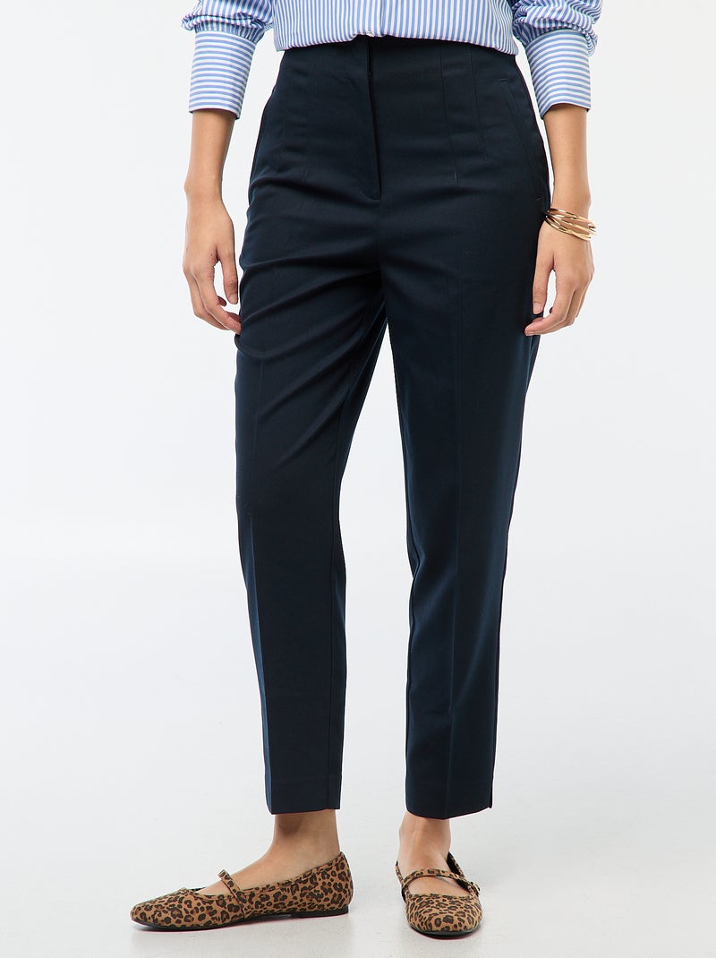 Rechte broek met hoge taille Blauw - Kiabi